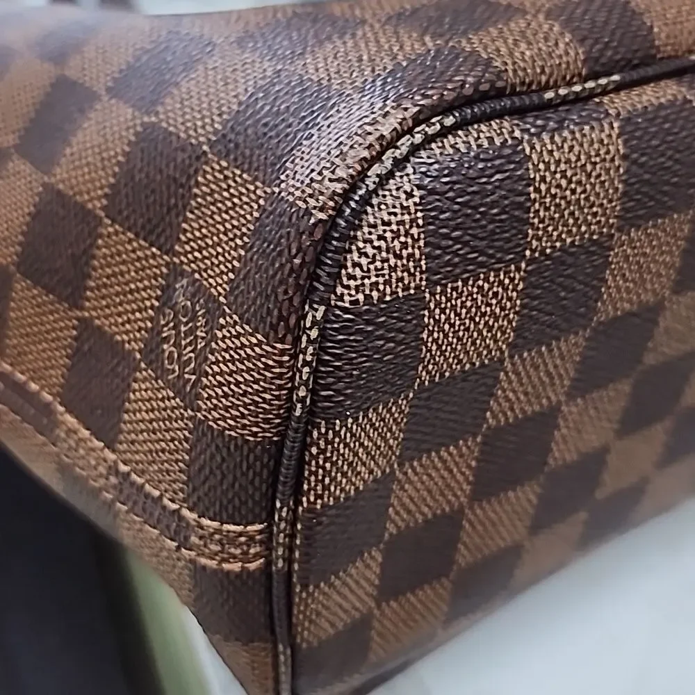 NEW Authentic Louis Vuitton Damier Ebene Neverfull PM Purse Bag Tote & Pouch